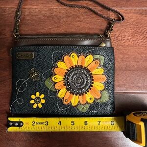 Chala Black and Brown Wristlet with Sunflower Motif